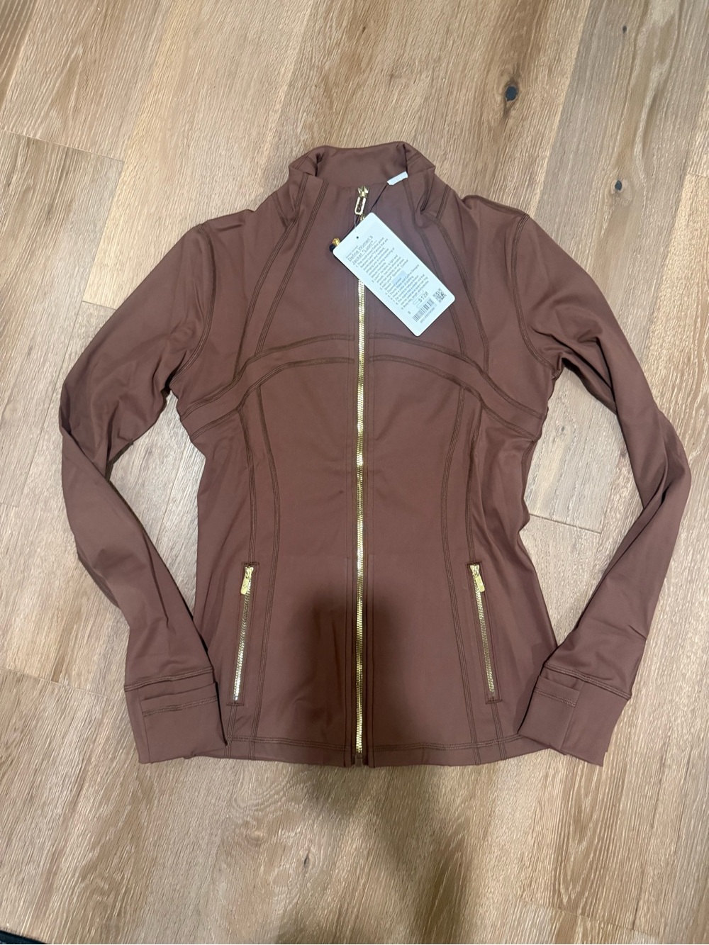 lululemon athletica Brown Bomber Jacket with Gold Zippers size 2